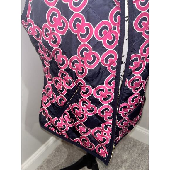 Crown & Ivy Puffer Vest Pink & Navy PL Women’s Full Zip Front W/ Zip Pockets - Picture 6 of 10